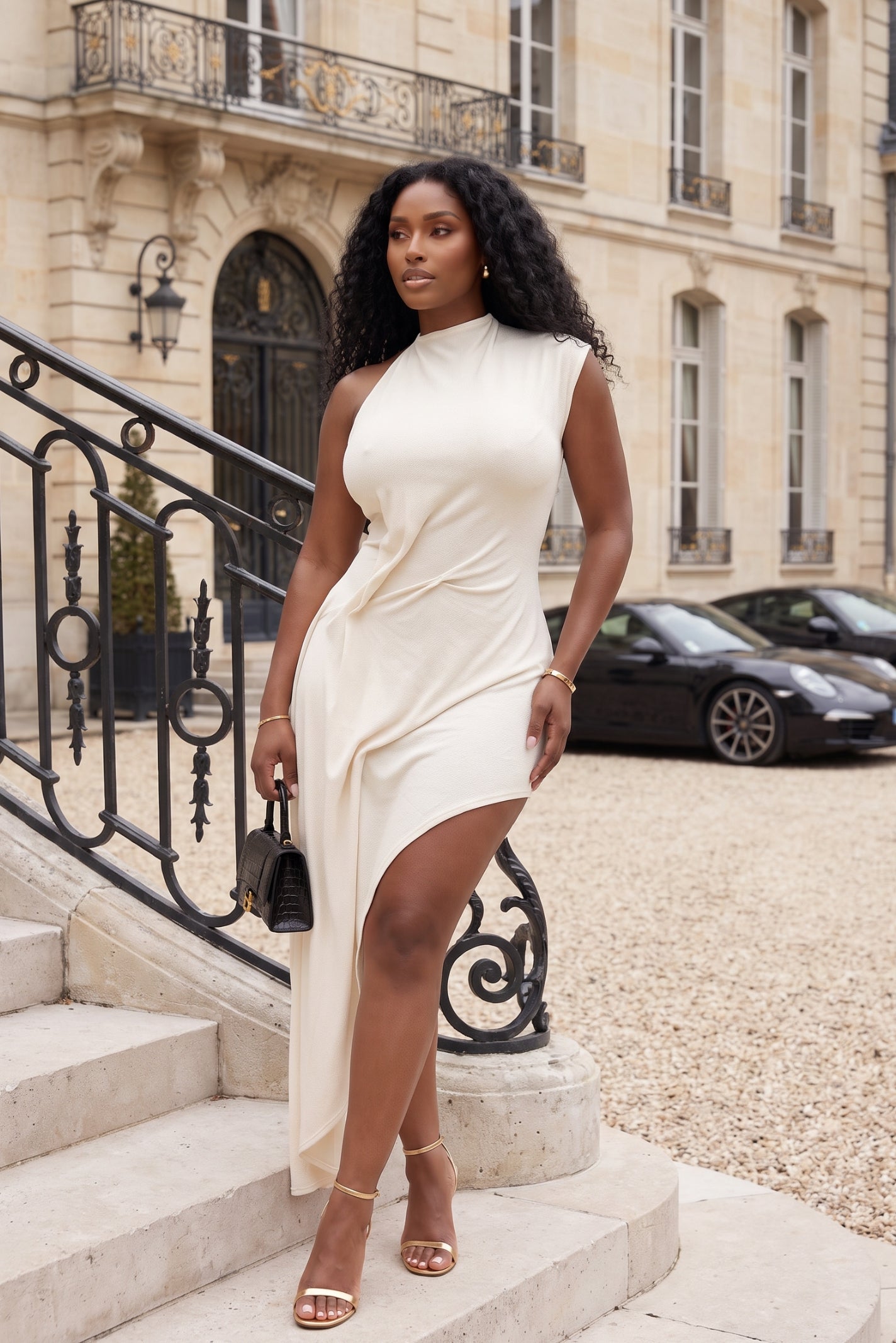 "CLEAN SLATE" DRAPED DRESS