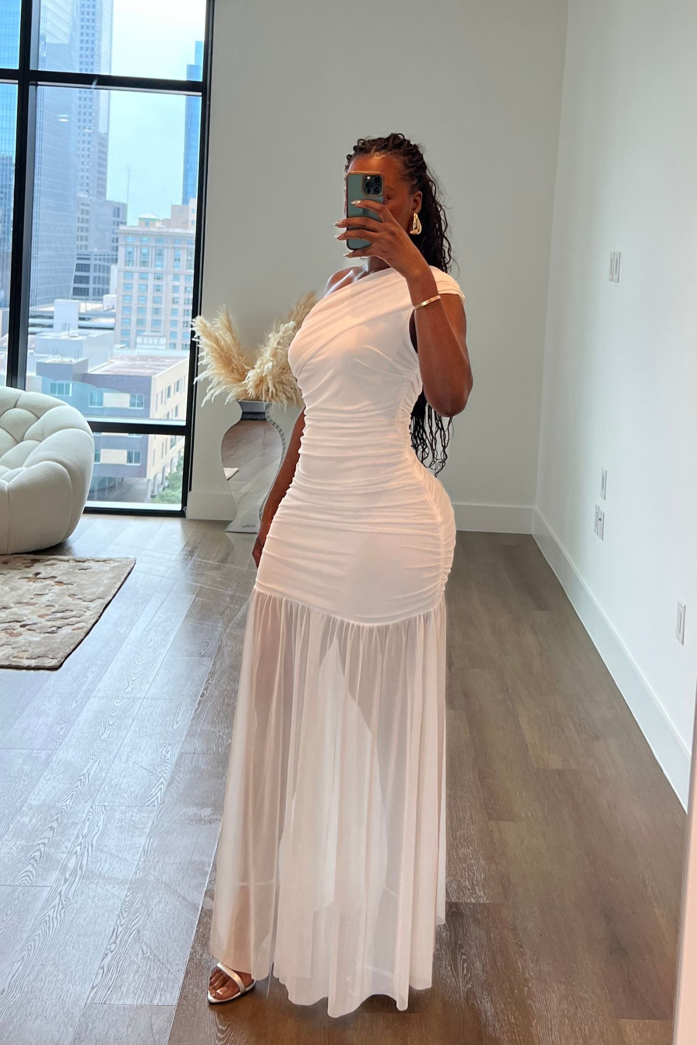 white lotus beaded dress LOTUS