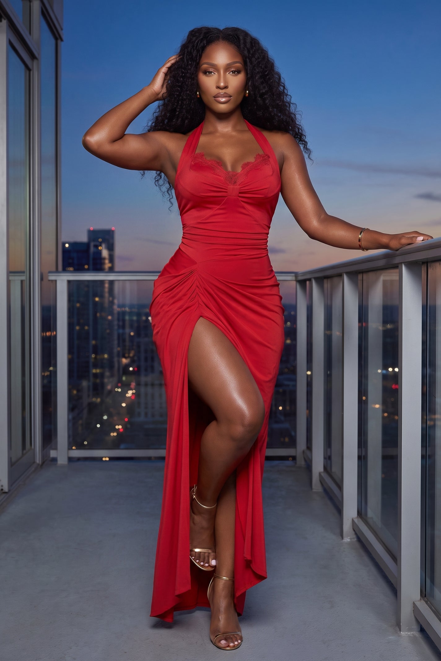 "SLOW BURN" HALTER MAXI DRESS