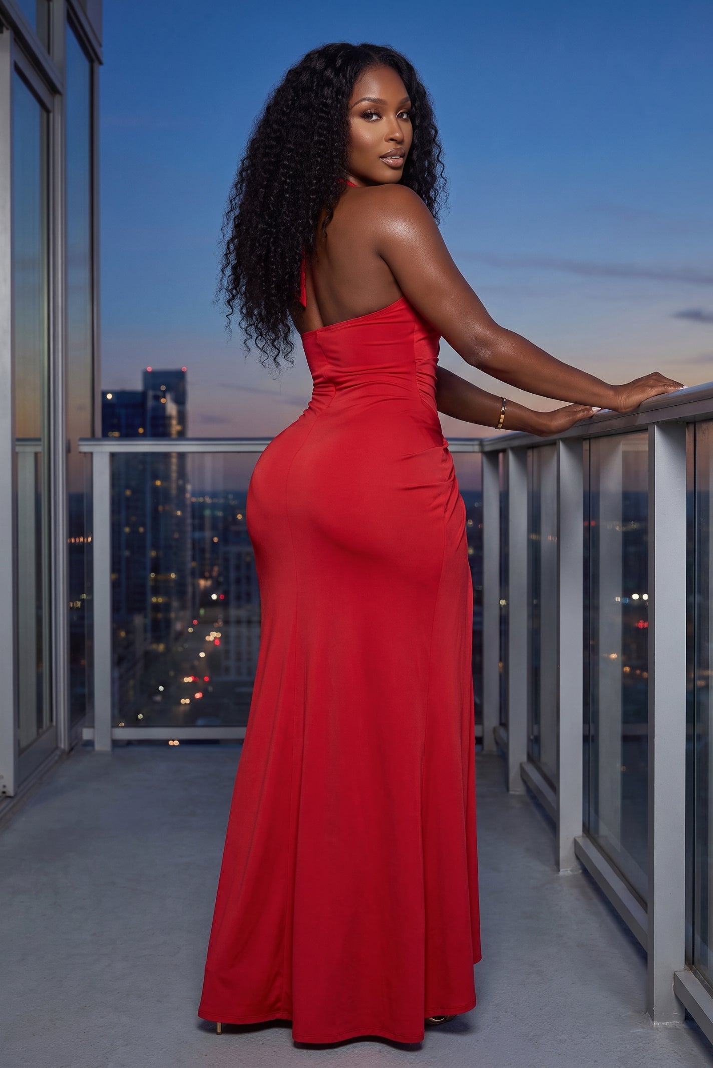 "SLOW BURN" HALTER MAXI DRESS