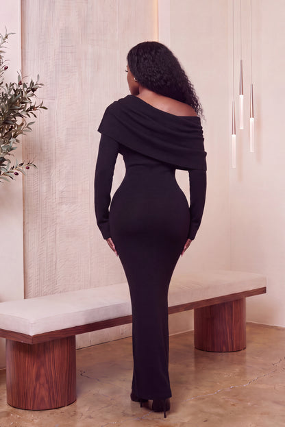 "EMBER EMPRESS" KNIT MAXI DRESS (BLACK)