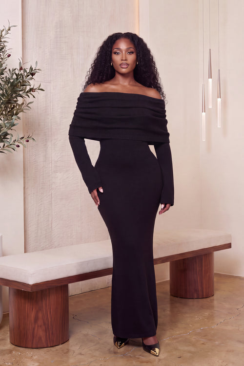 "EMBER EMPRESS" KNIT MAXI DRESS (BLACK)
