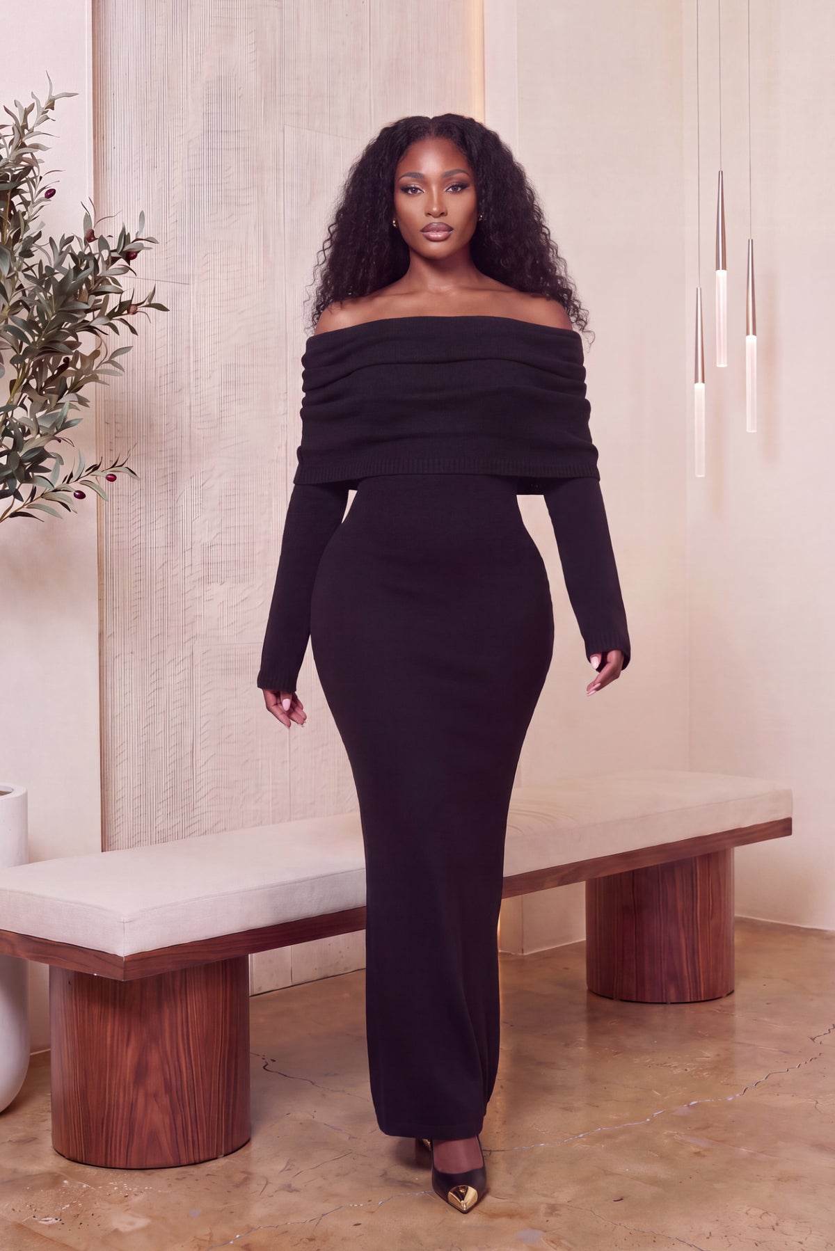 "EMBER EMPRESS" KNIT MAXI DRESS (BLACK)