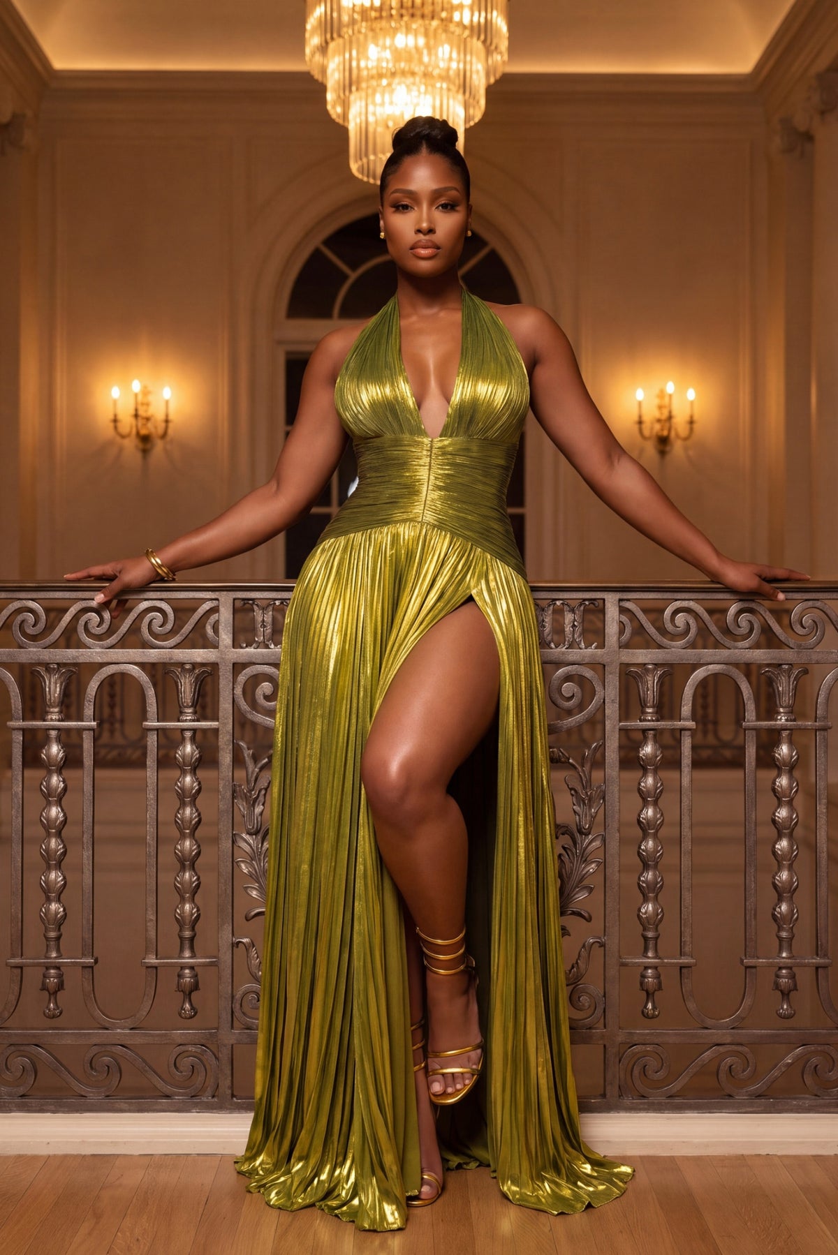 "OLYMPIA" METALLIC MAXI DRESS