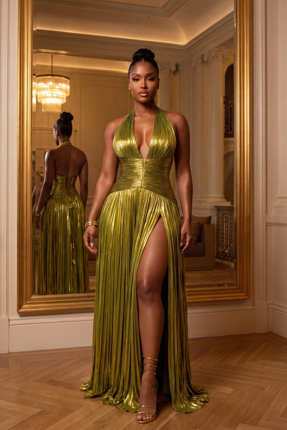 "OLYMPIA" METALLIC MAXI DRESS