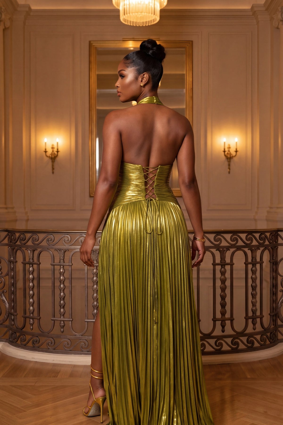 "OLYMPIA" METALLIC MAXI DRESS