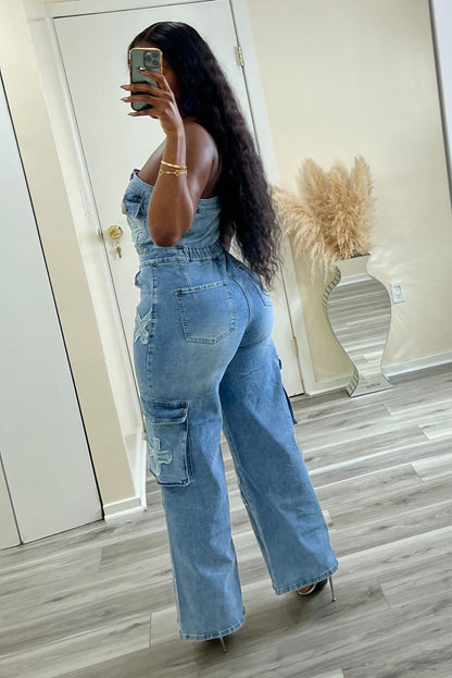 "CROSSING PATHS" DENIM JUMPSUIT