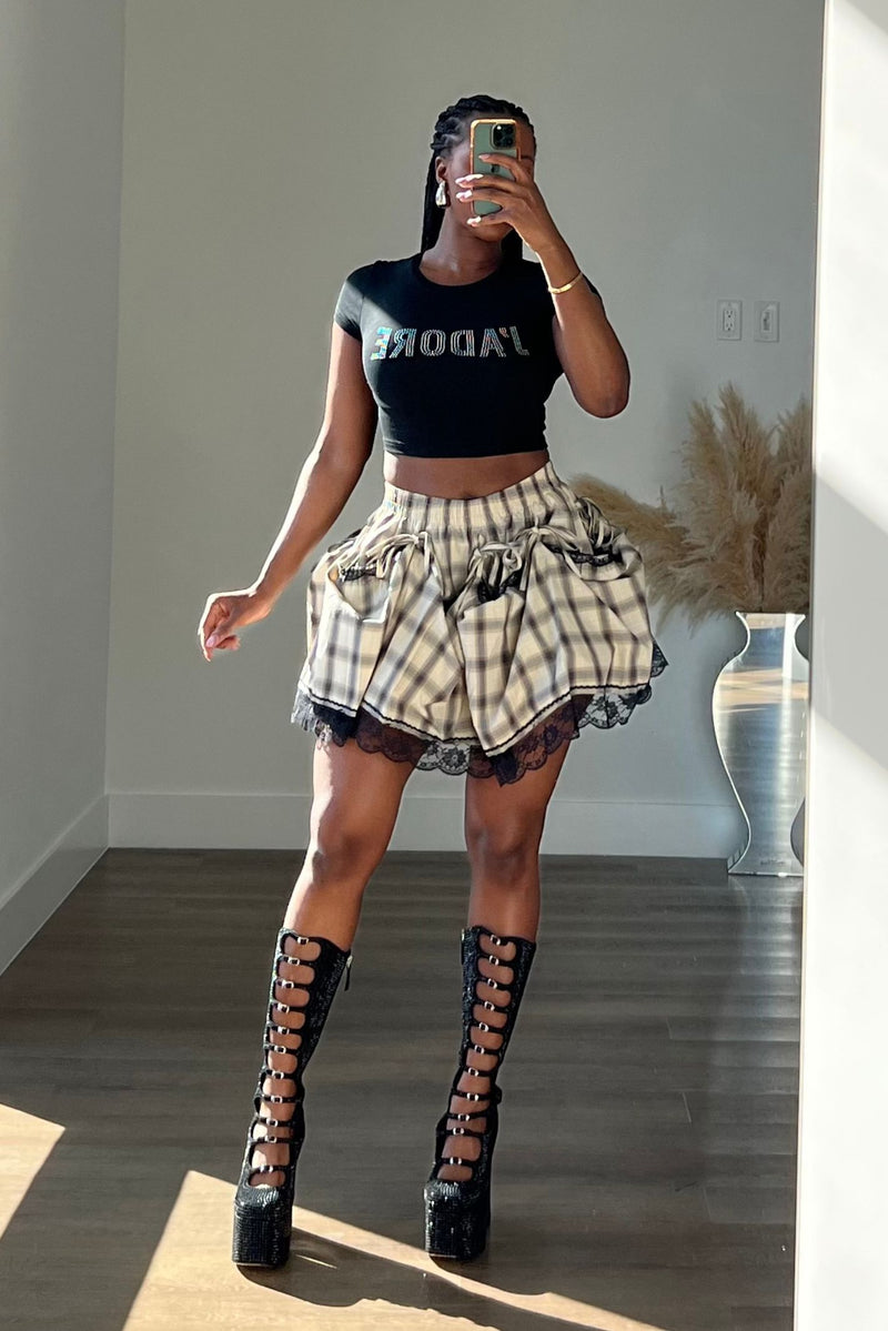 "PLAID INTENTIONS" SKIRT