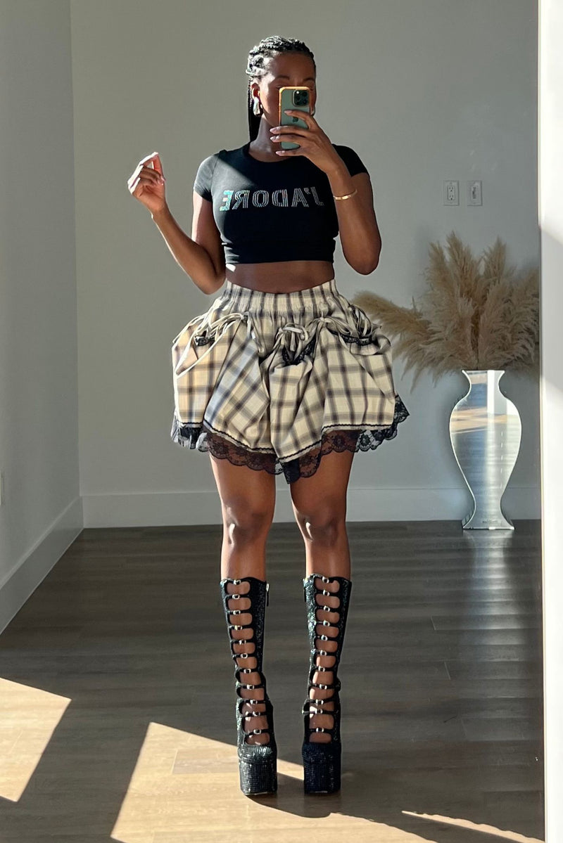"PLAID INTENTIONS" SKIRT