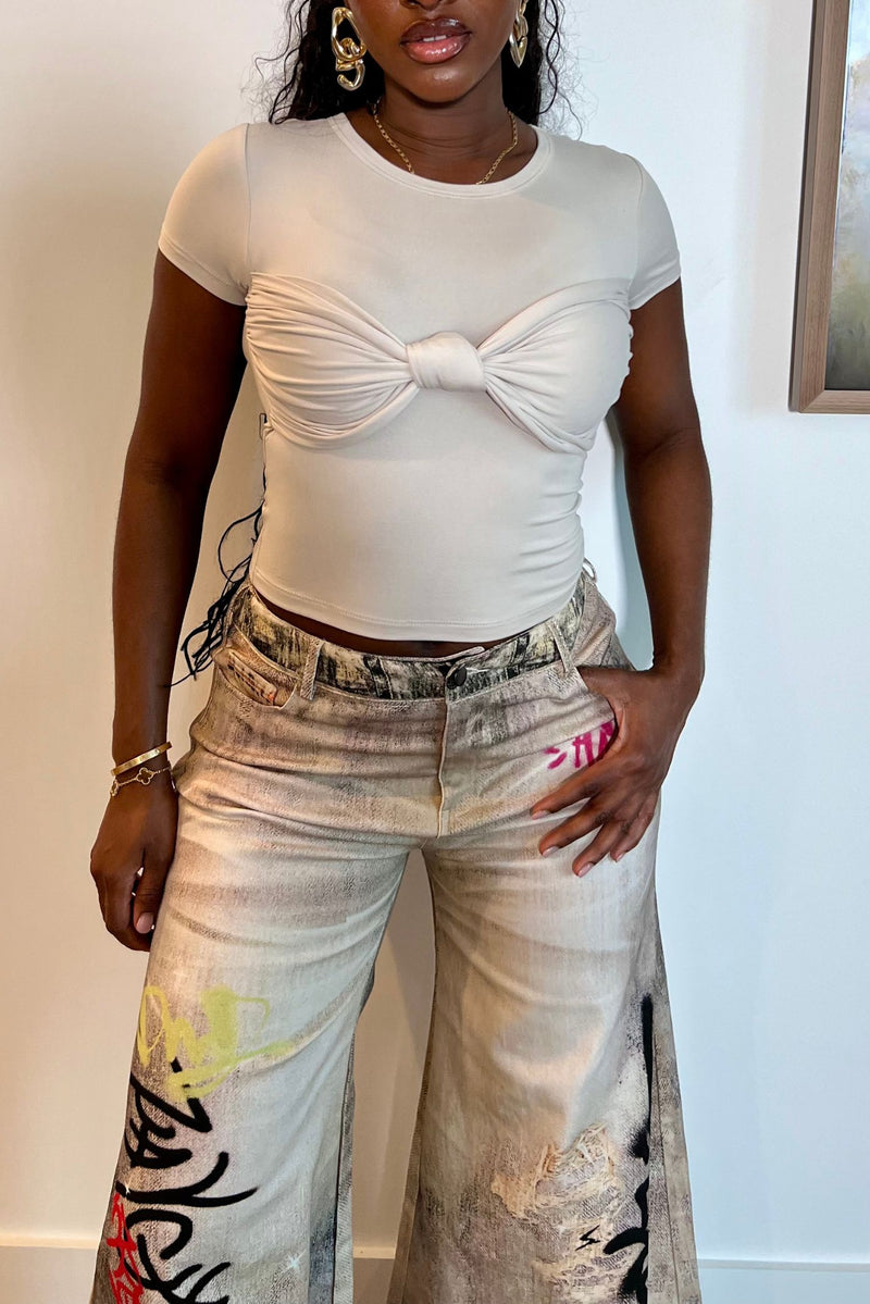 "TWISTING TONGUES" TOP