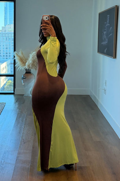 "BROWN SUGAR & LIME" MAXI DRESS