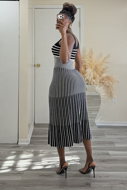 "CONTOUR STRIPE" MIDI DRESS