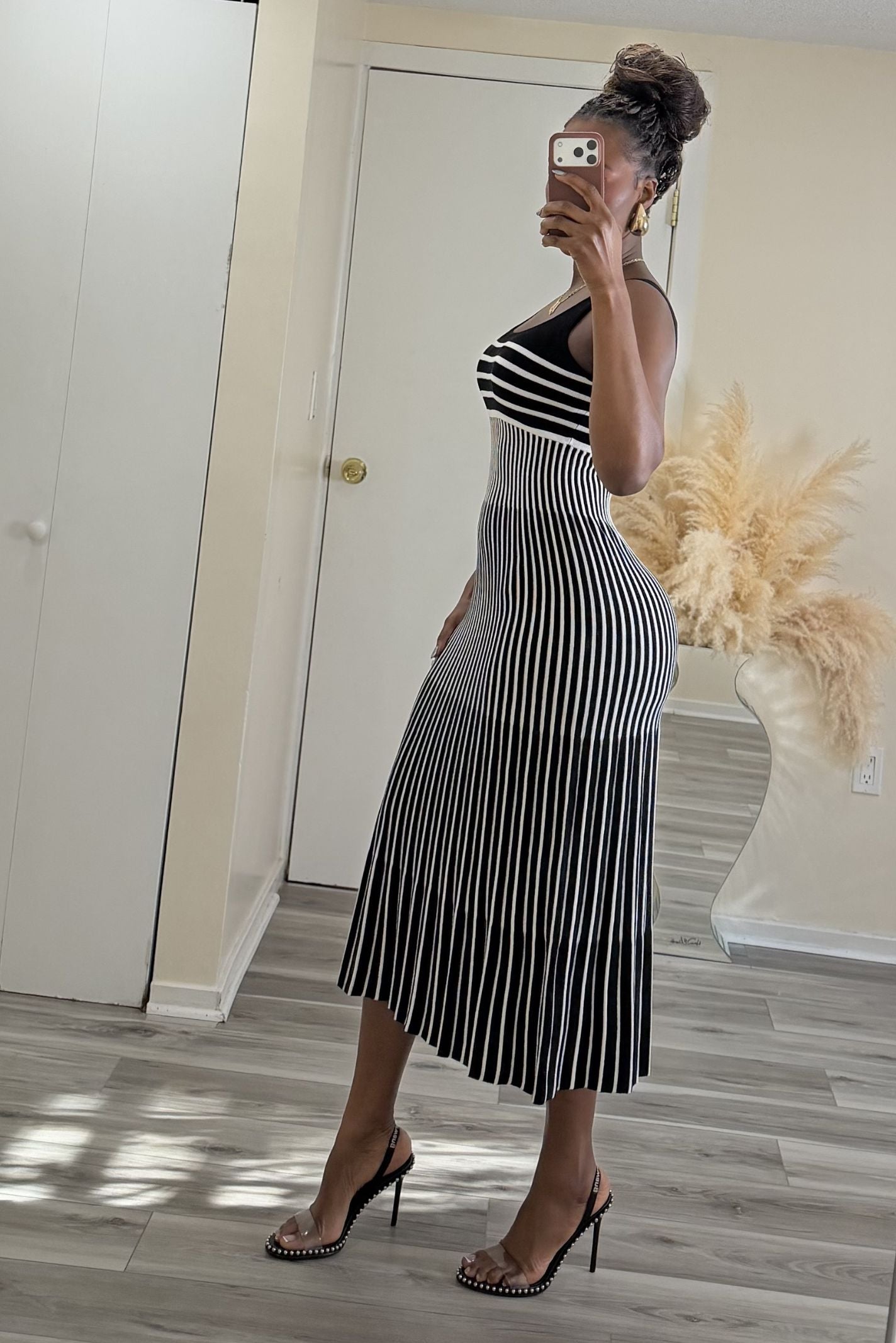 "CONTOUR STRIPE" MIDI DRESS
