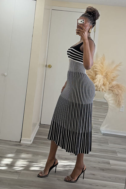 "CONTOUR STRIPE" MIDI DRESS