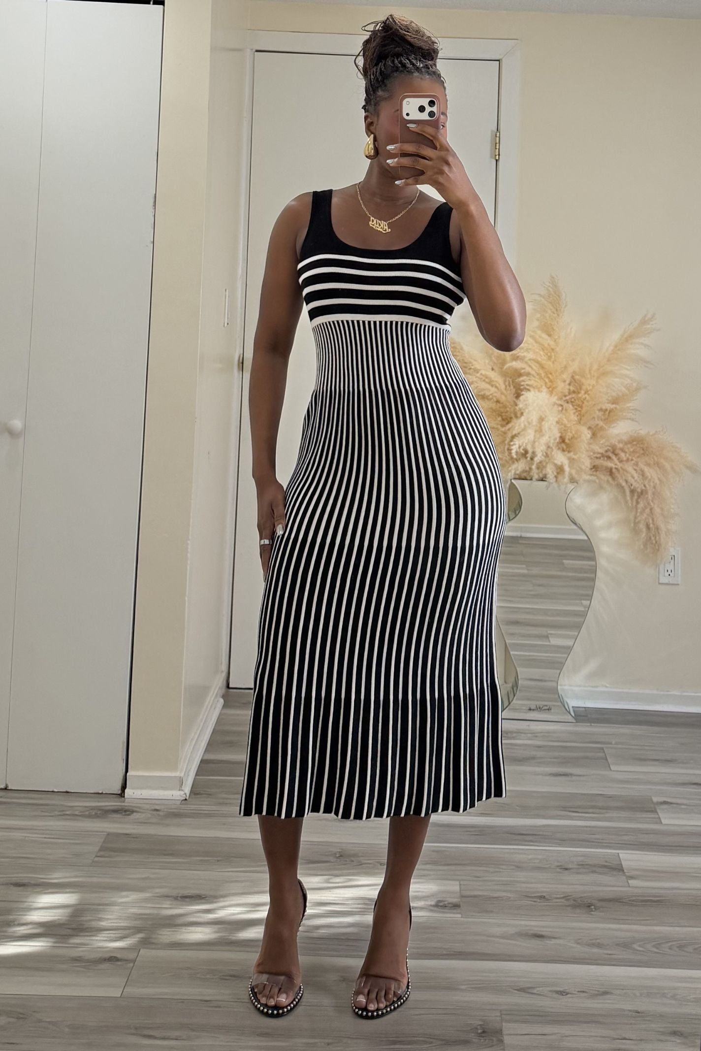 "CONTOUR STRIPE" MIDI DRESS