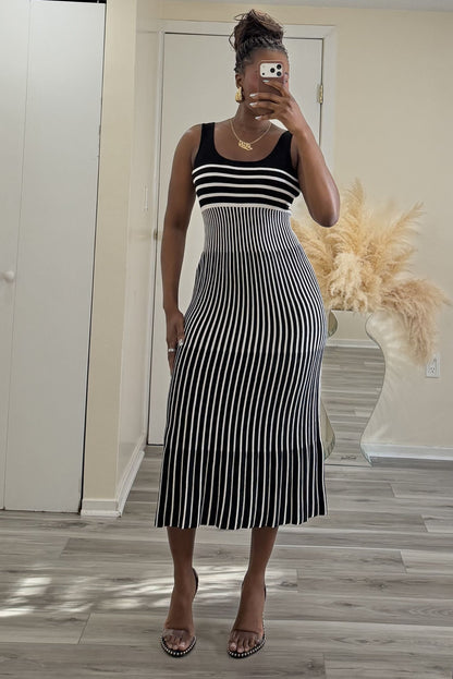 "CONTOUR STRIPE" MIDI DRESS