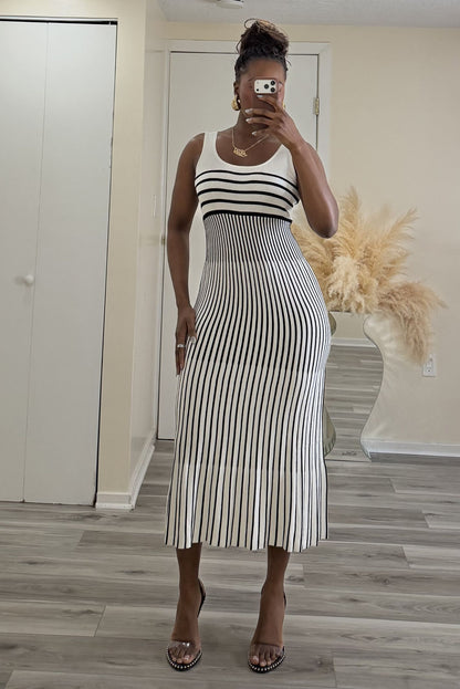 "CONTOUR STRIPE" MIDI DRESS