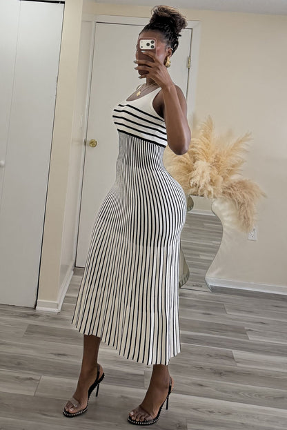 "CONTOUR STRIPE" MIDI DRESS