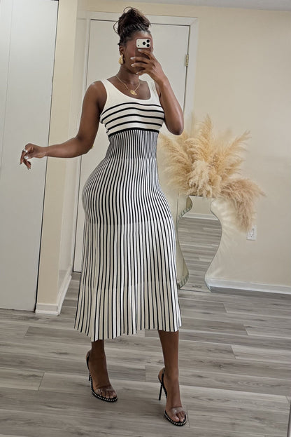 "CONTOUR STRIPE" MIDI DRESS