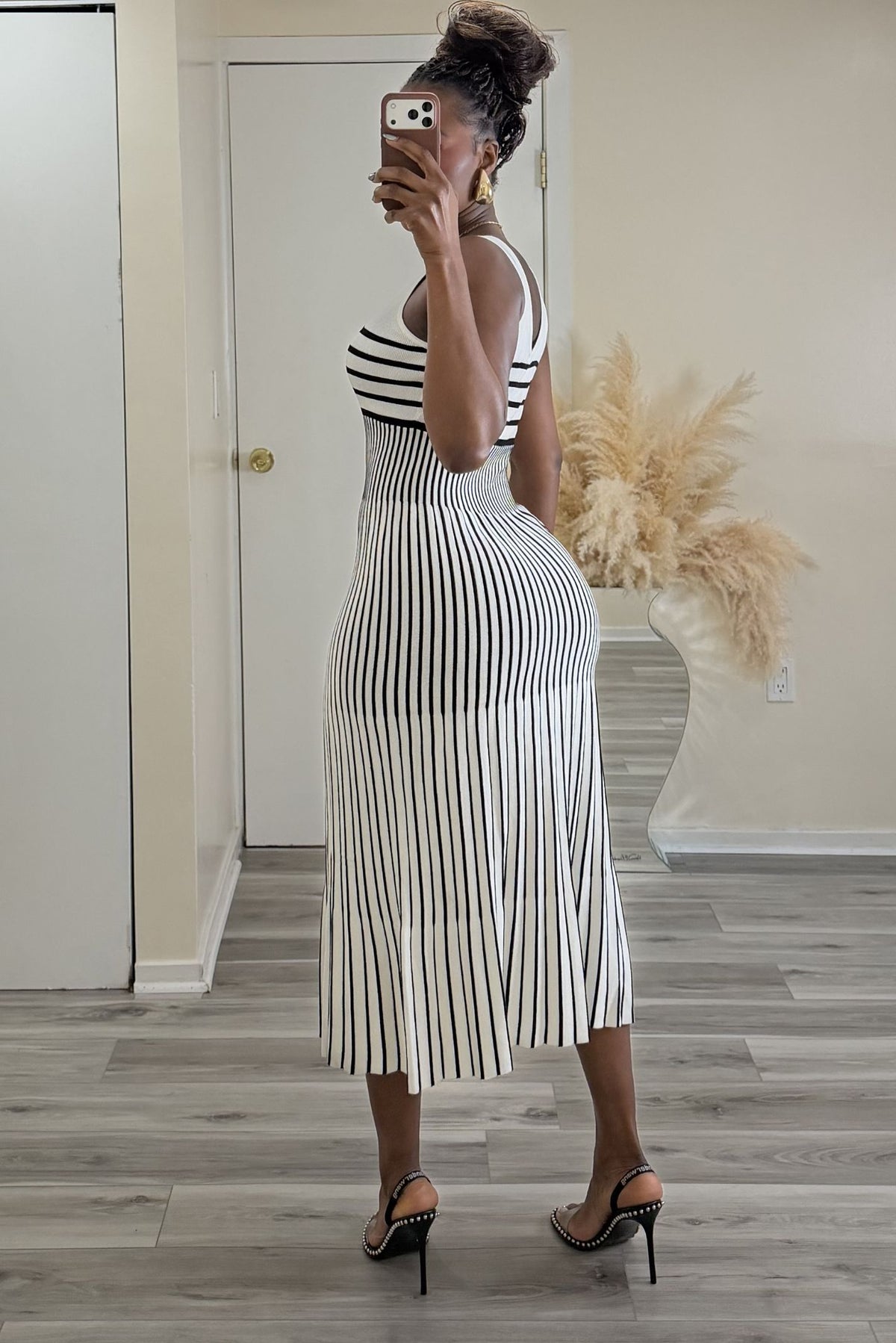 "CONTOUR STRIPE" MIDI DRESS