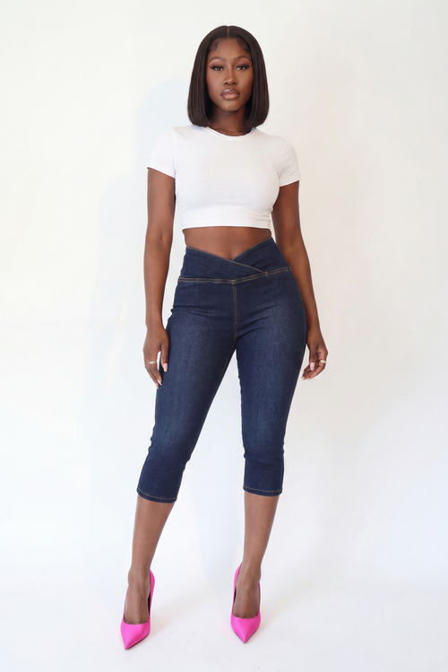 "CURVE THEORY" DENIM CAPRI