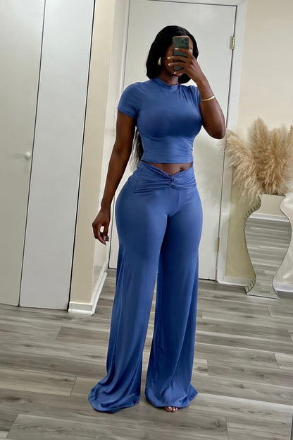 "SMOOTH IT OUT" PANT SET (DENIM BLUE)