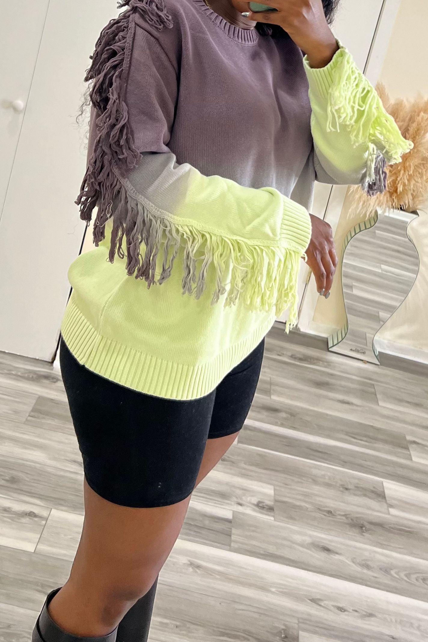 "WARM WINTERS" FRINGE SWEATER