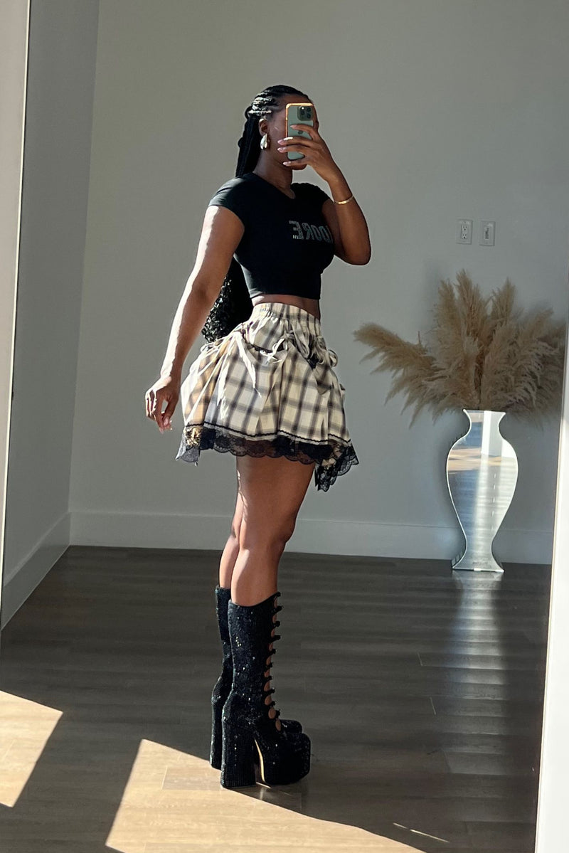 "PLAID INTENTIONS" SKIRT