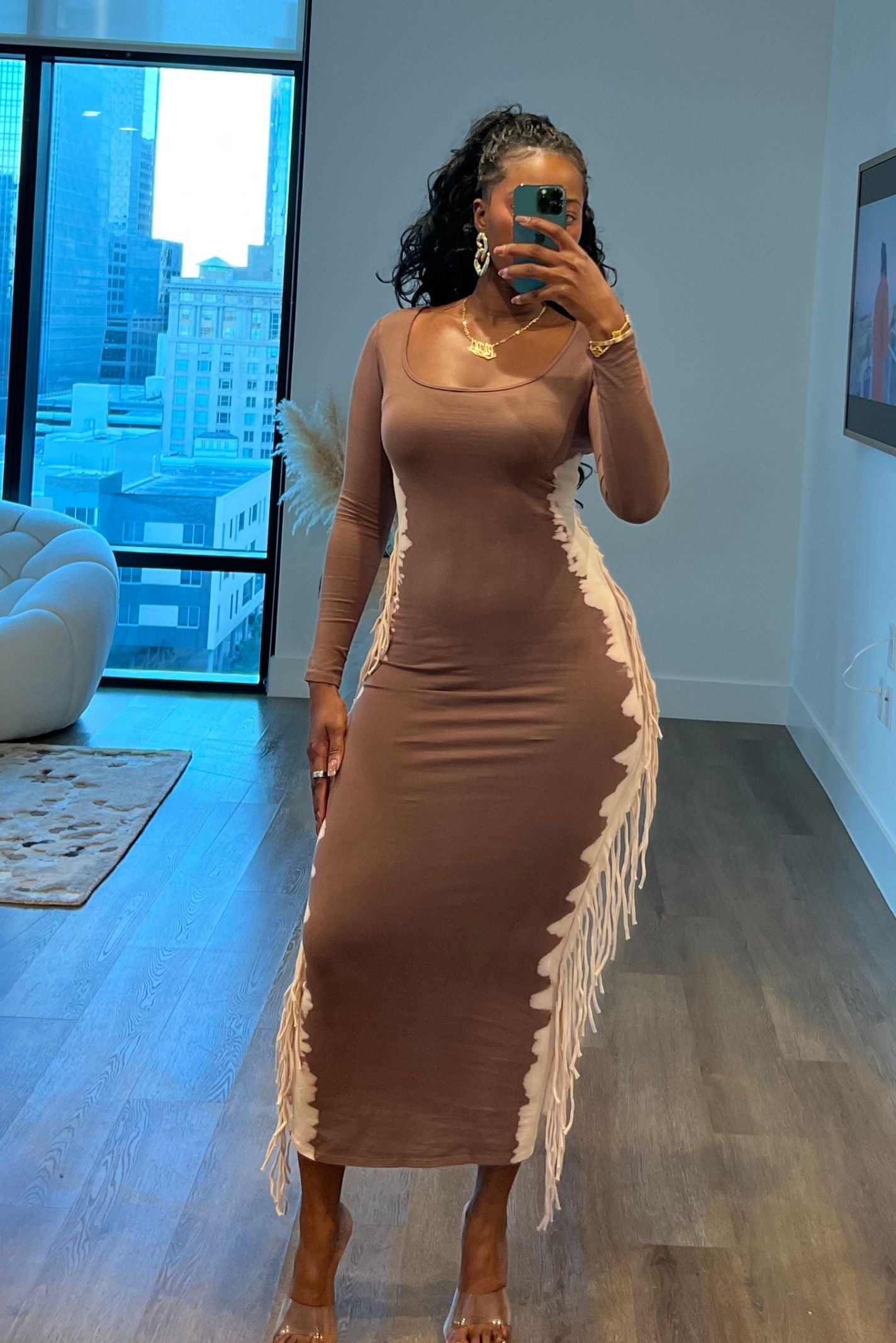 "DYE-RECTION" FRINGE DRESS