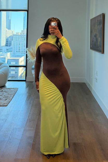"BROWN SUGAR & LIME" MAXI DRESS