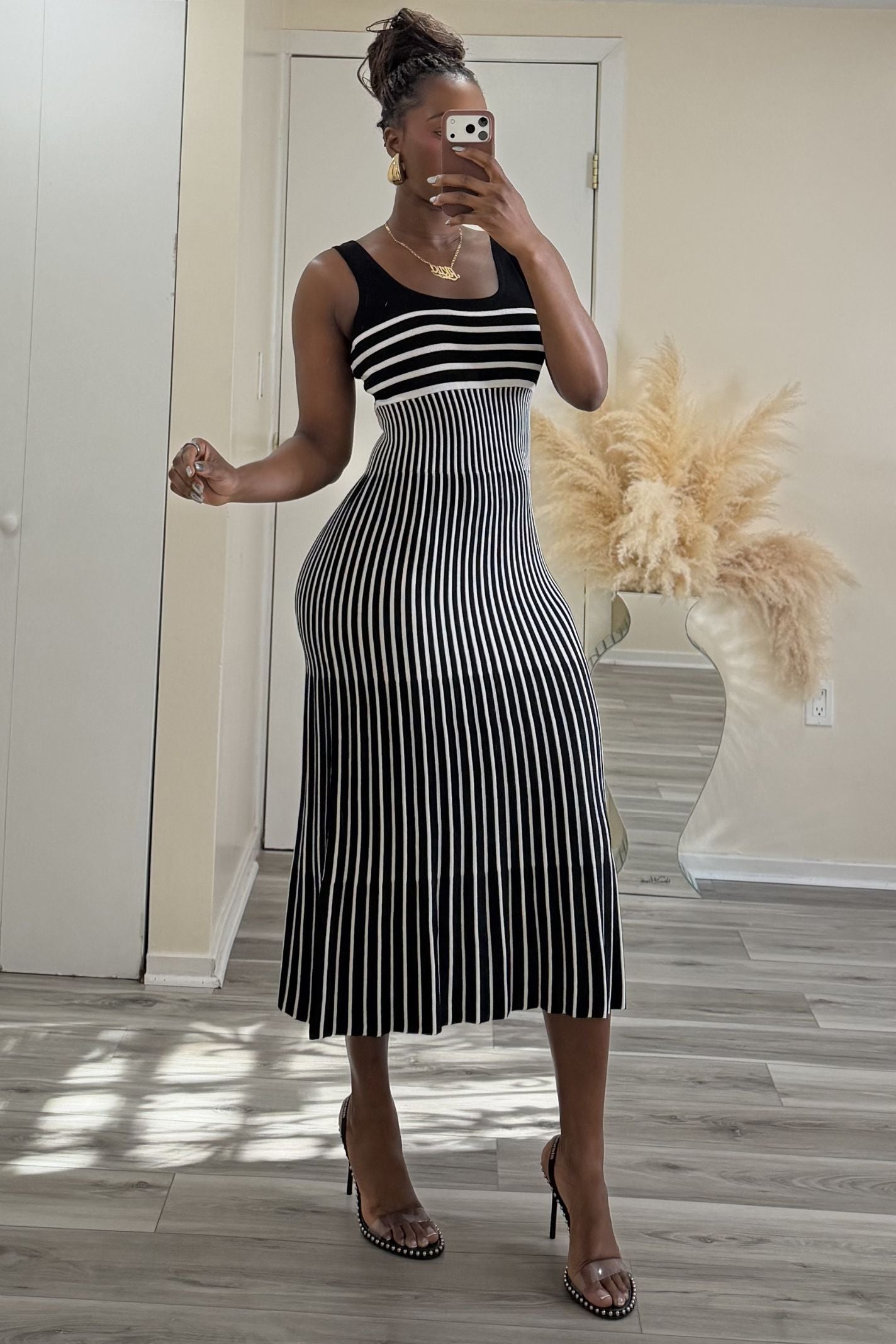 "CONTOUR STRIPE" MIDI DRESS
