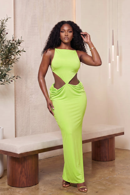 "LIME LIGHT" CUTOUT MAXI DRESS