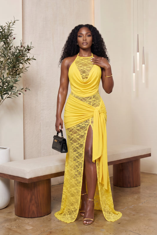 "SHEER AUDACITY" DRESS(YELLOW)