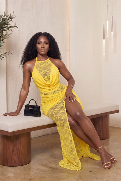 "SHEER AUDACITY" DRESS(YELLOW)