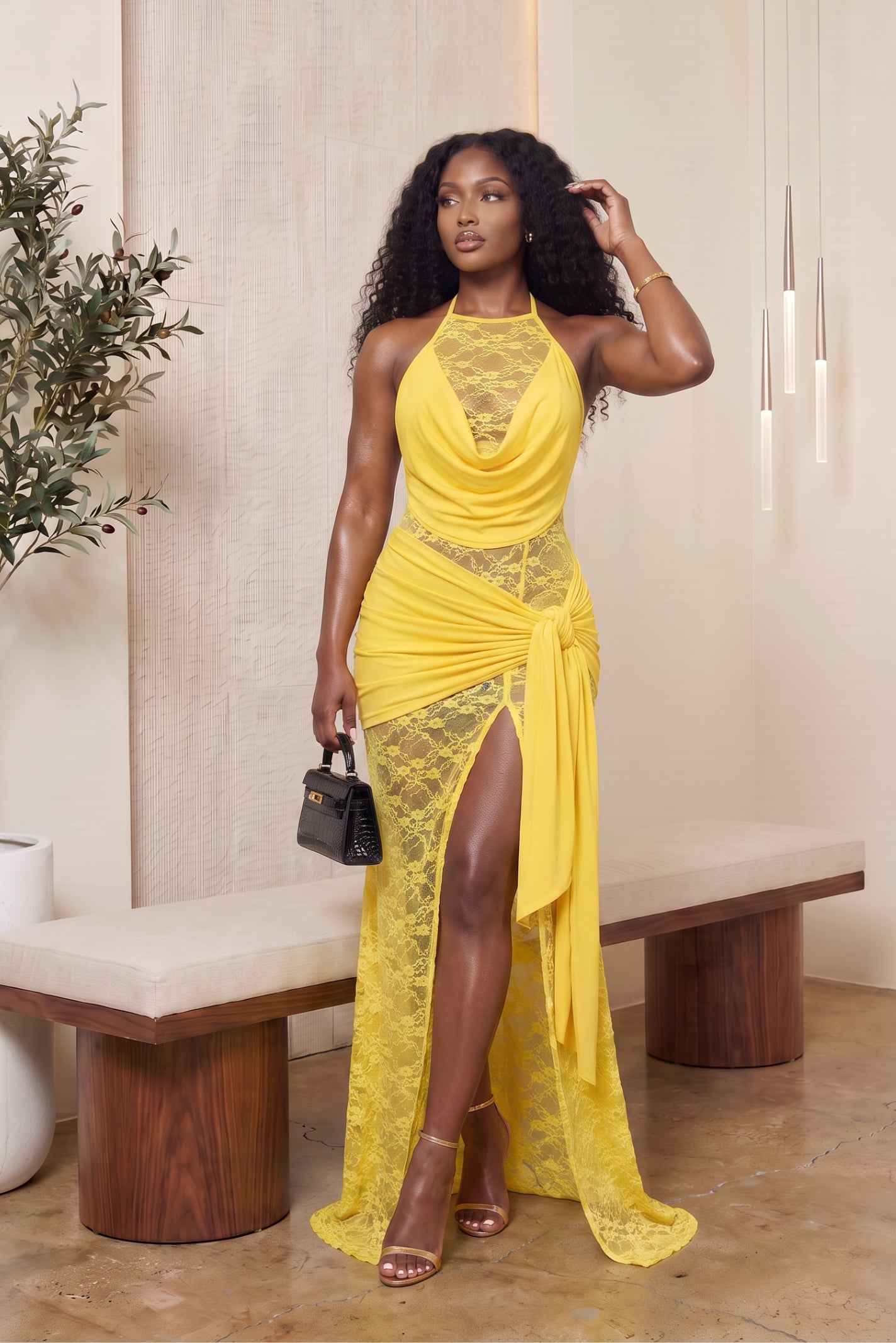 "SHEER AUDACITY" DRESS(YELLOW)