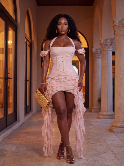 CLOUD NINE CORSET DRESS (PINK)