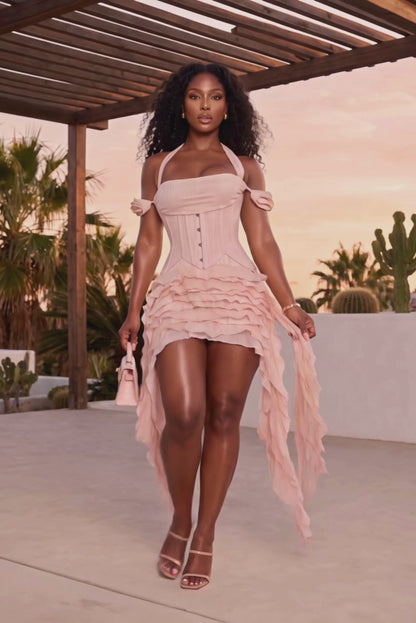 CLOUD NINE CORSET DRESS (PINK)