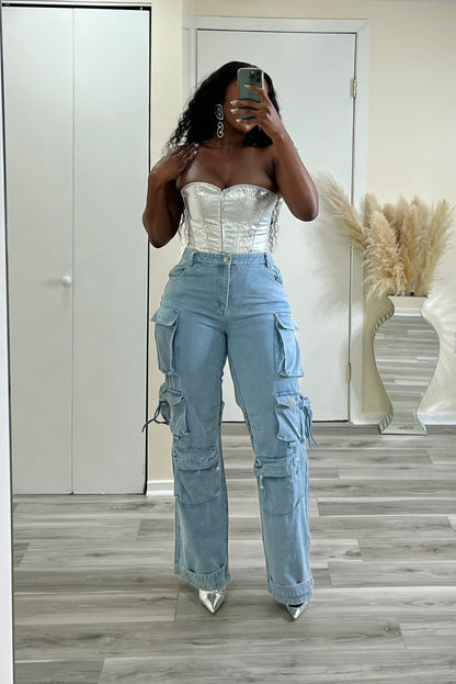 ''FANCY POCKETS'' CARGO JEANS