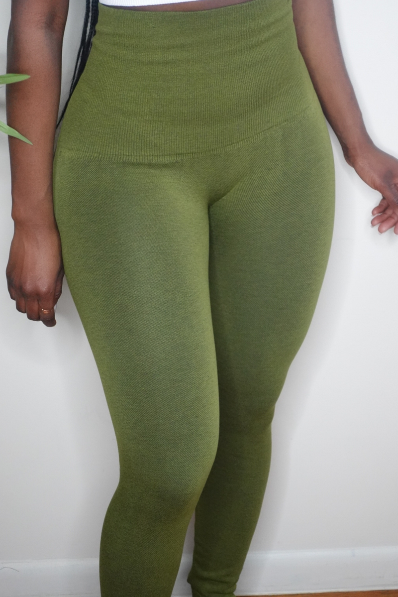Green High Waisted Compression Leggings  Leggings, Compression leggings, High  waisted
